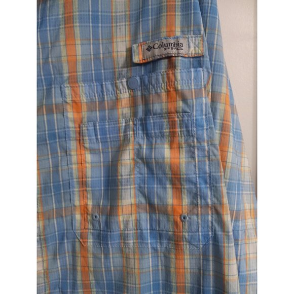 Columbia PFG XL Blue Plaid Button Down Omni Shade Comfort Casual Occasion Shirt - Picture 3 of 5